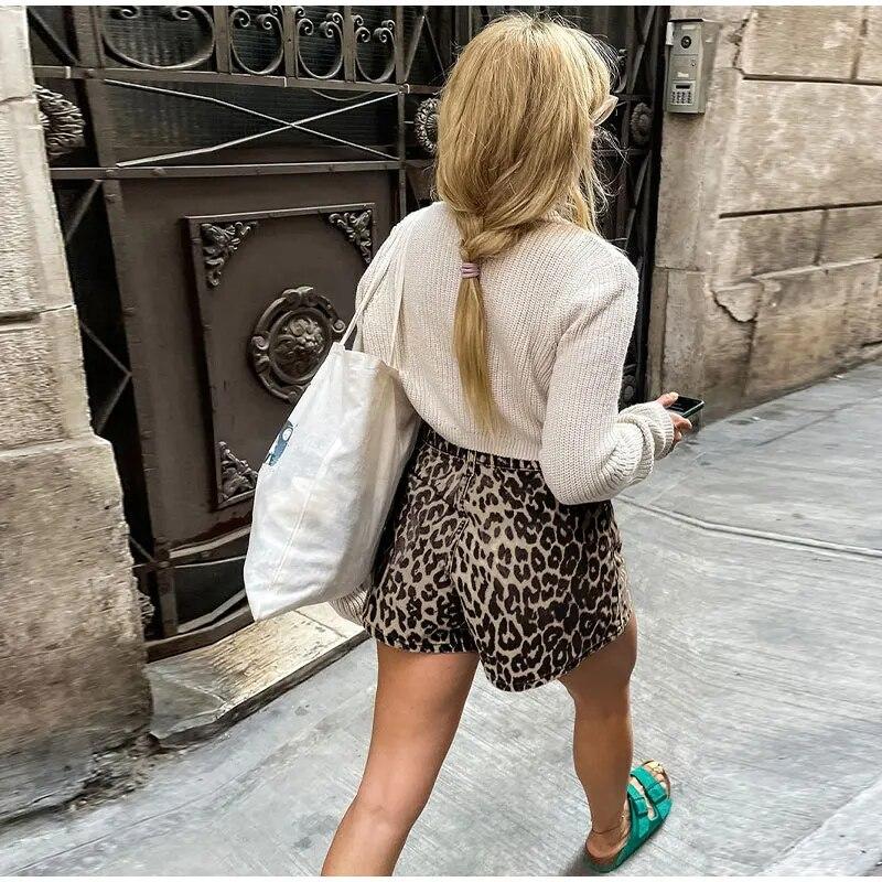 Cream Sweater with Leopard Print Shorts Cream Sweater with Leopard Print Shorts — Trendy Animal Print Outfits