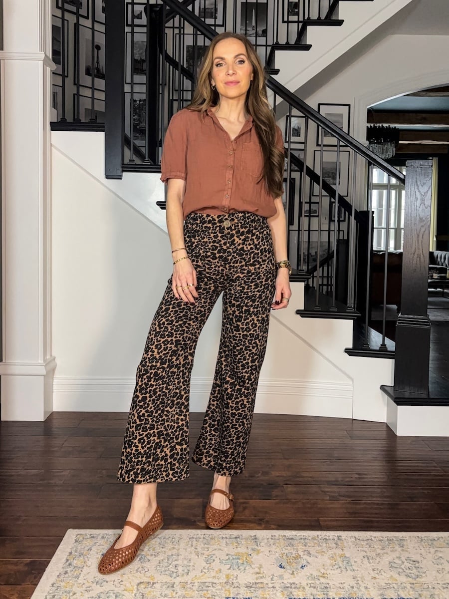 Wide-leg Leopard Print Pants with Shirt Wide-leg Leopard Print Pants with Shirt — Trendy Animal Print Outfits
