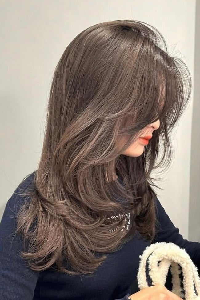 Medium Ash Brown With Face-Framing Layers — Trendy Ash Brown Hair