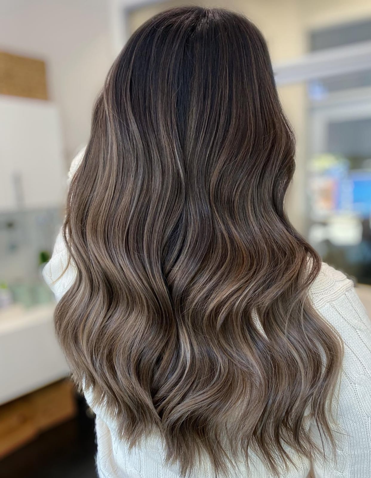 Long Dark Ash Brown With Ash Blonde Balayage — Trendy Ash Brown Hair