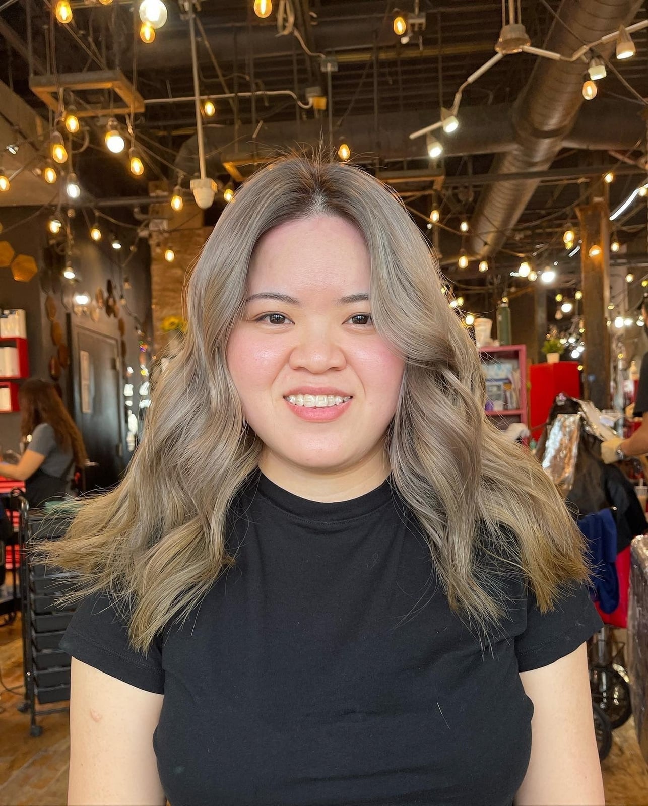 Collarbone Light Ash Brown With Subtle Highlights and Curtain Bangs — Trendy Ash Brown Hair