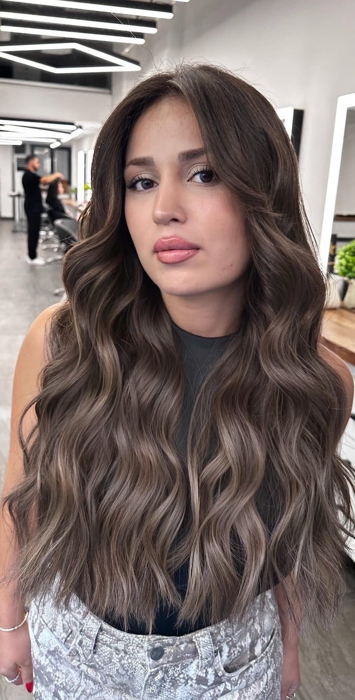 Ash Brown With Subtle Ash Blonde Balayage — Trendy Ash Brown Hair