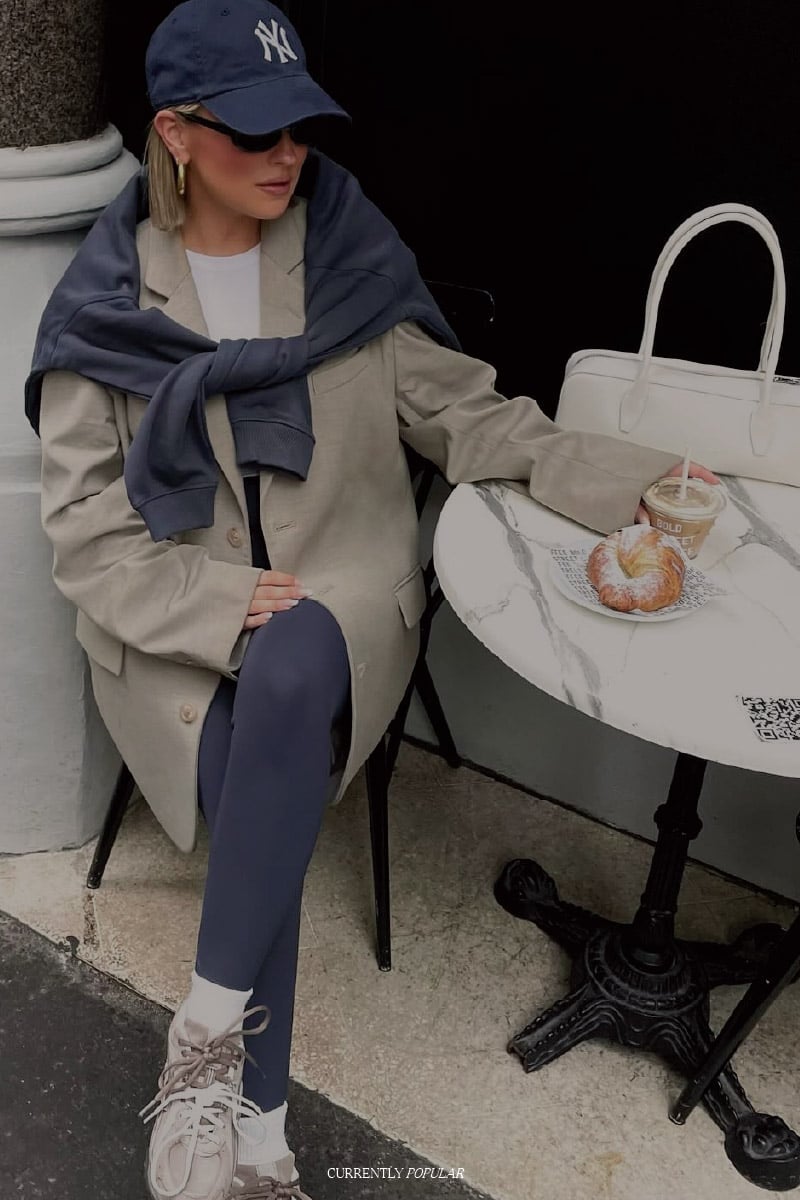 Blazer and Sweatshirt with Leggings and Sneakers — Trendy Athleisure Outfits