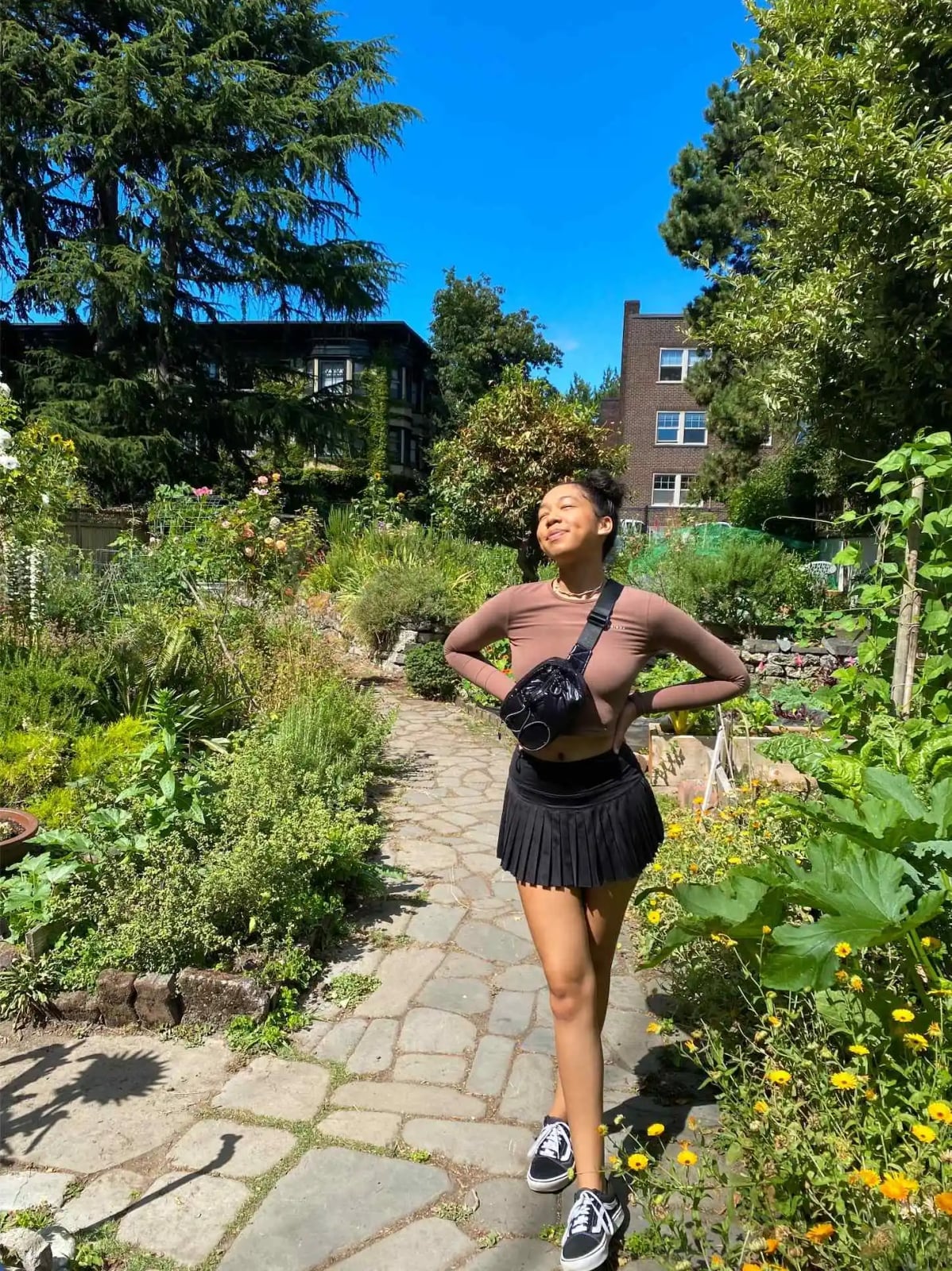 Cropped Top with Pleated Mini Skirt and Sneakers — Trendy Athleisure Outfits