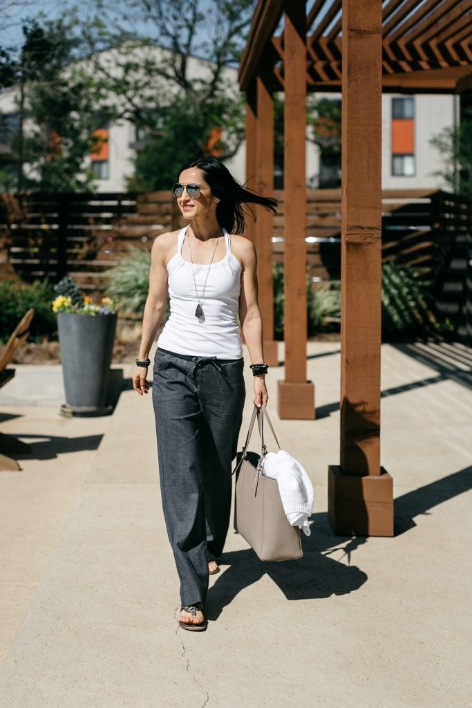 Halter Top with Wide-Leg Drawstring Trousers — Trendy Athleisure Outfits