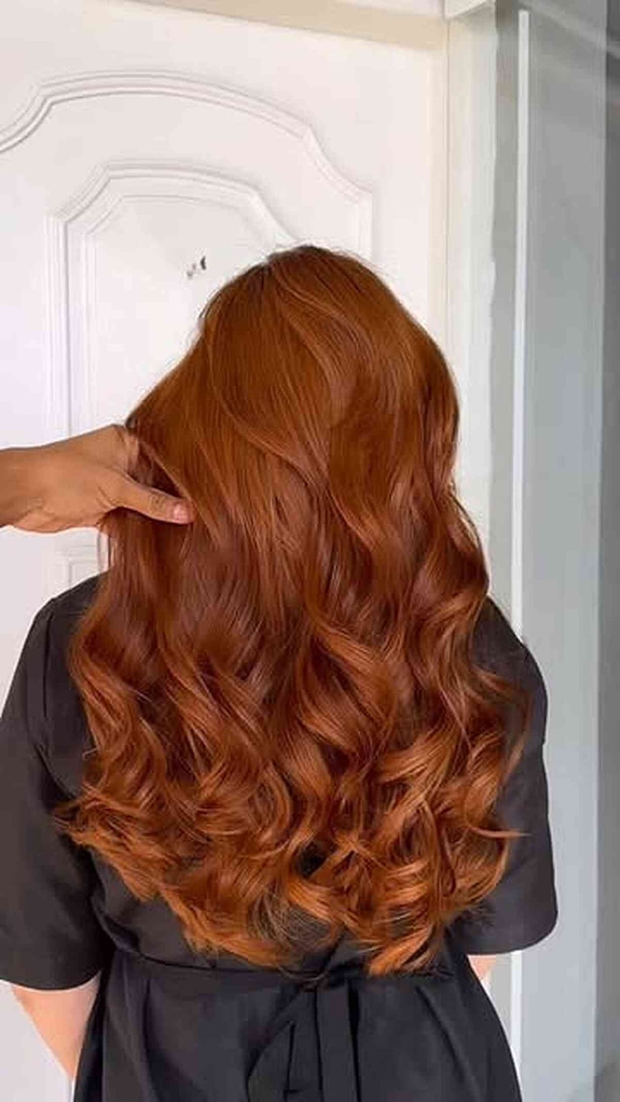 Mid-Back Deep Auburn Loose Curls Mid-Back Deep Auburn Loose Curls — Trendy Auburn Hair Color