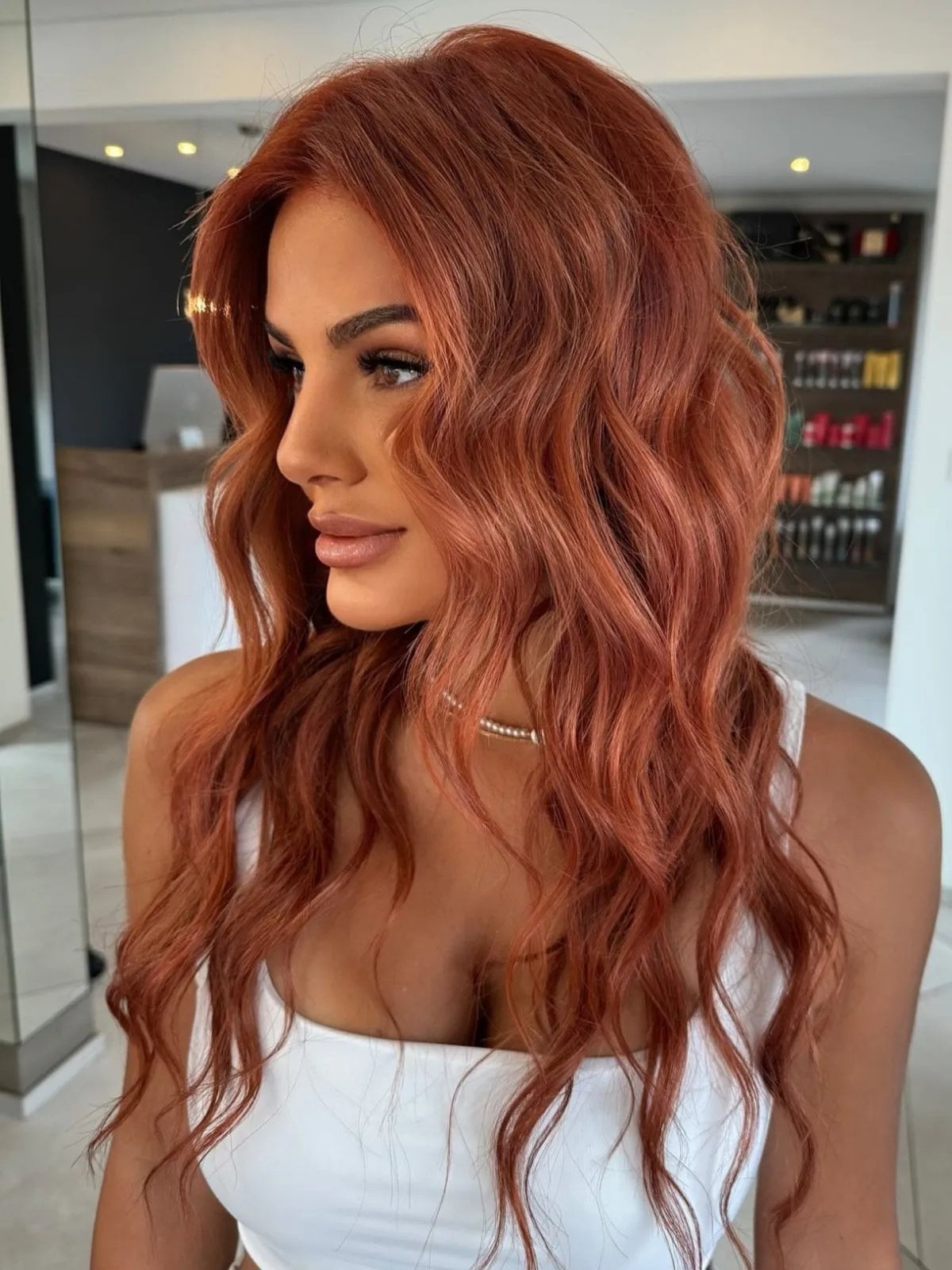 Collarbone Auburn With Highlights Collarbone Auburn With Highlights — Trendy Auburn Hair Color