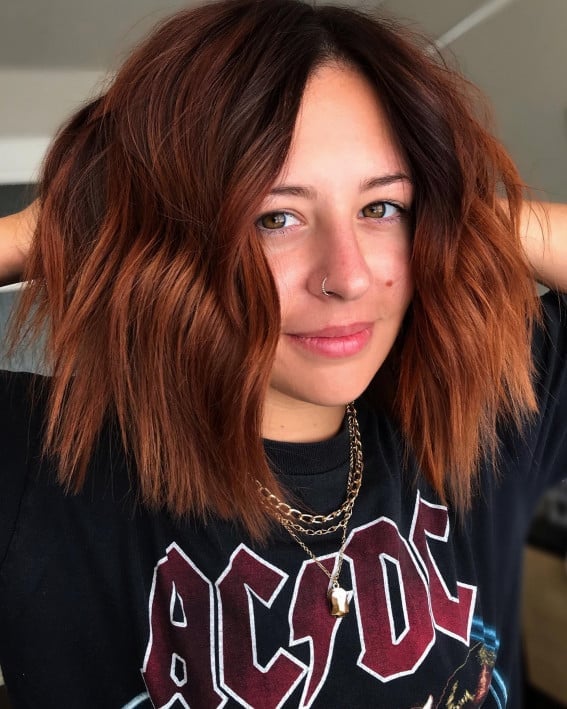 Chin Length Bob Dark Auburn Highlights Chin Length Bob Dark Auburn Highlights — Trendy Auburn Hair Color