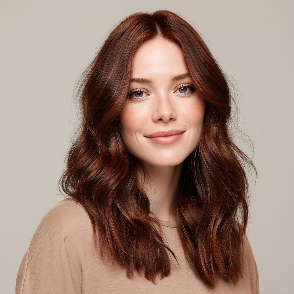 Collarbone Rich Auburn Natural Waves Collarbone Rich Auburn Natural Waves — Trendy Auburn Hair Color