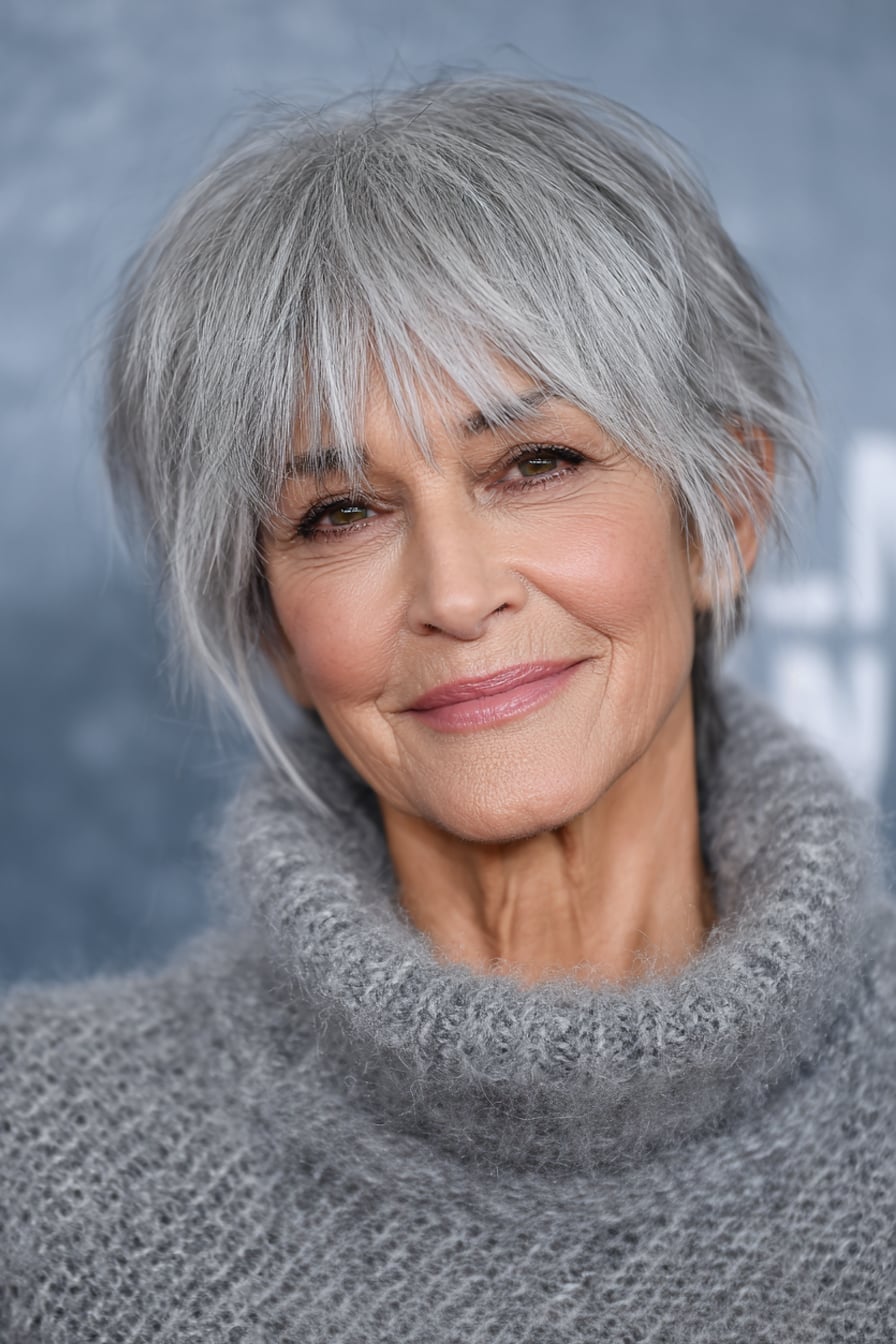 Ear Length Shag With Wispy Bangs Ear Length Shag With Wispy Bangs — Trendy Bangs Style
