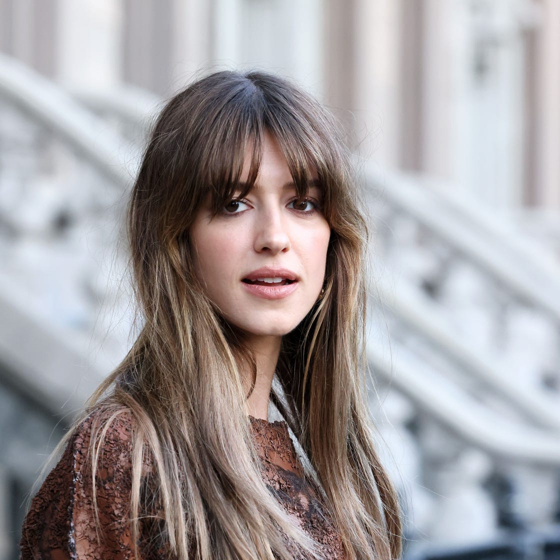 Mid-Back Length With Feathery Wispy Bangs Mid-Back Length With Feathery Wispy Bangs — Trendy Bangs Style