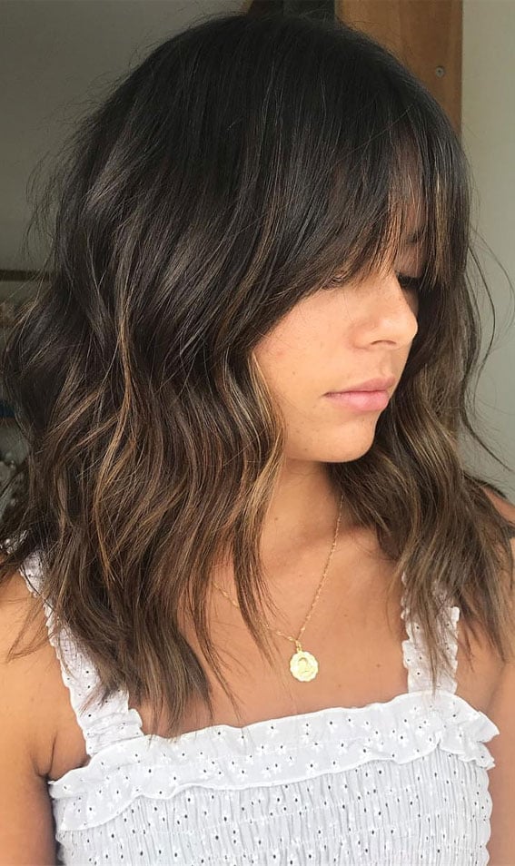 Collarbone Lob With Blunt Bangs Collarbone Lob With Blunt Bangs — Trendy Bangs Style