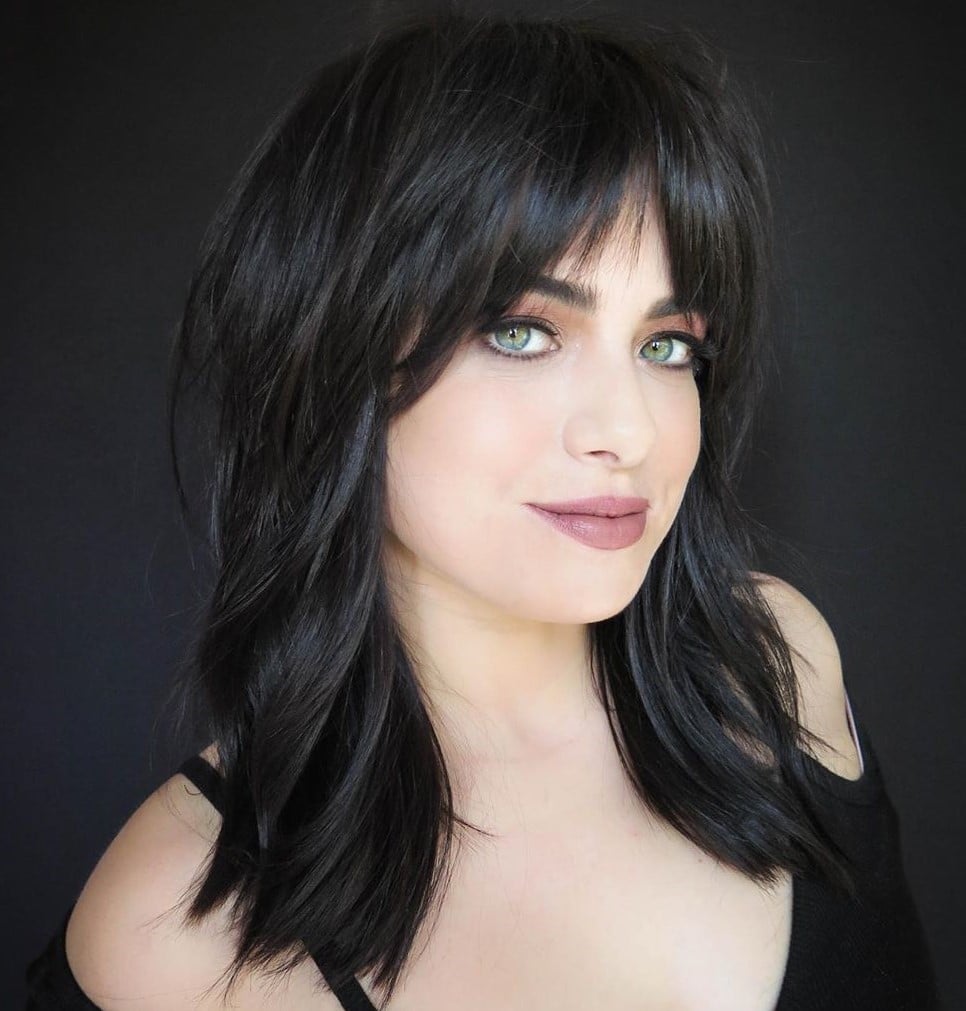 Shoulder Length Shag With Choppy Bangs Shoulder Length Shag With Choppy Bangs — Trendy Bangs Style