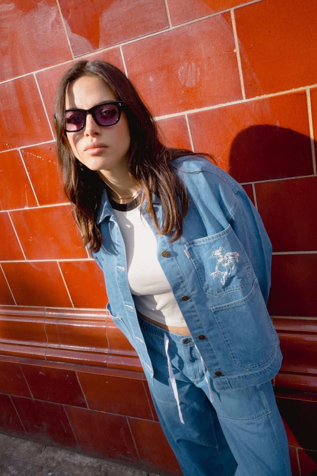 Light Wash Denim Jacket with Embroidery Light Wash Denim Jacket with Embroidery — Trendy Barn Jacket Outfit