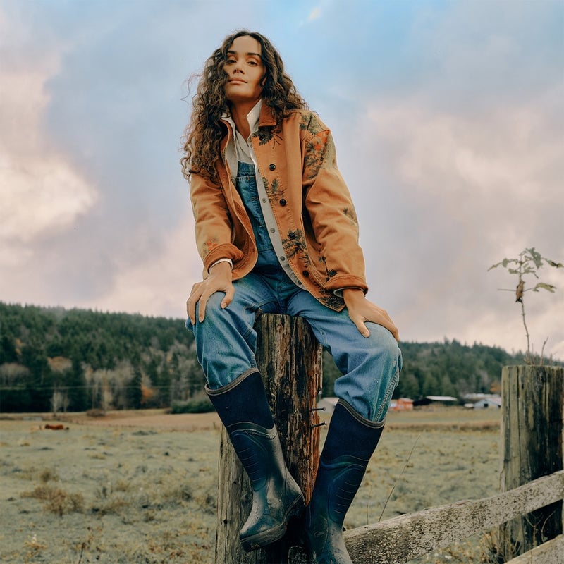 Embroidered Rust Barn Jacket with Overalls Embroidered Rust Barn Jacket with Overalls — Trendy Barn Jacket Outfit