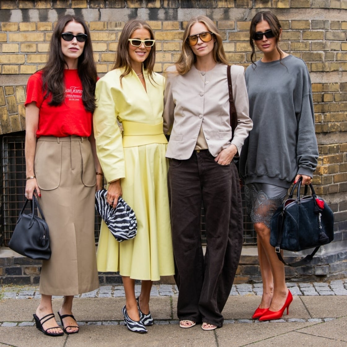 Gray Sweatshirt with Satin Pencil Skirt and Red Heels Gray Sweatshirt with Satin Pencil Skirt and Red Heels — Trendy Basic Outfits