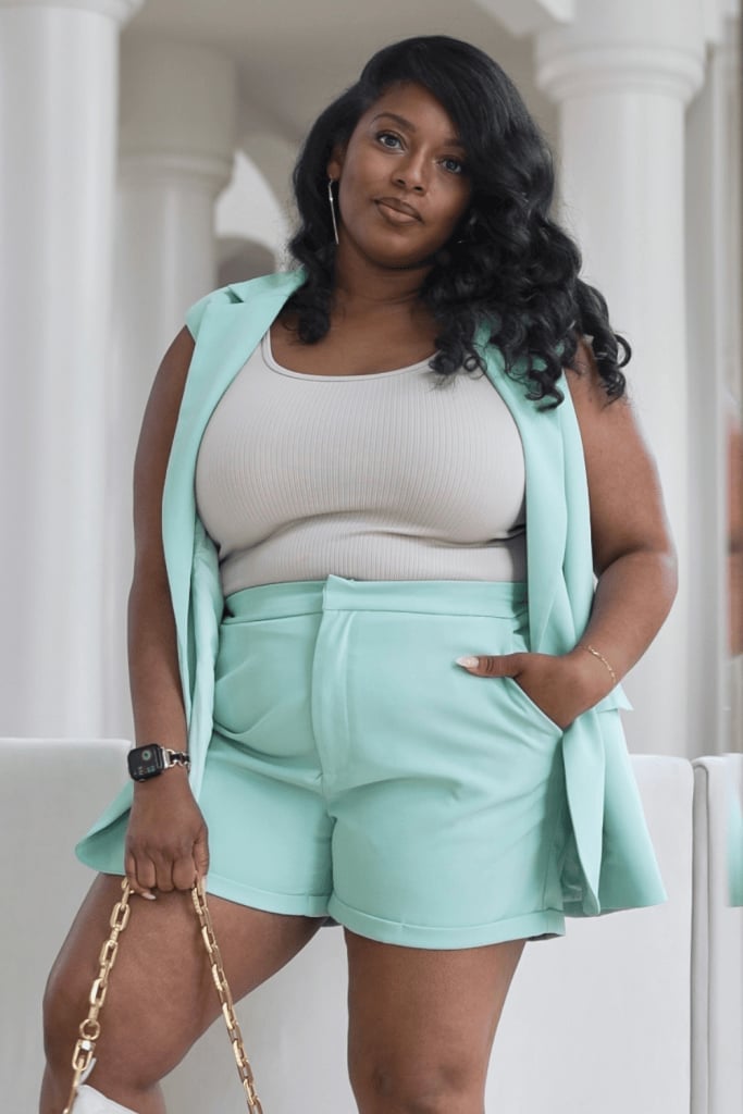 Mint Green Vest Set with Beige Ribbed Tank and White Sneakers Mint Green Vest Set with Beige Ribbed Tank and White Sneakers — Trendy Basic Outfits