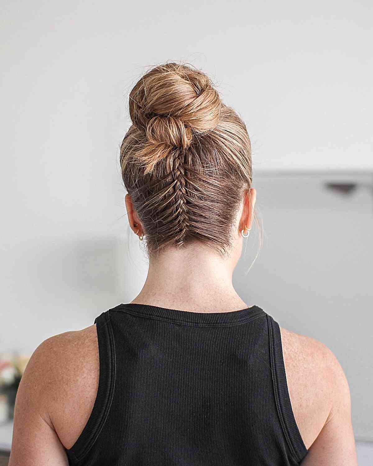Collarbone Blonde Braided Bun With Fishtail Detail — Trendy Basketball Hairstyles