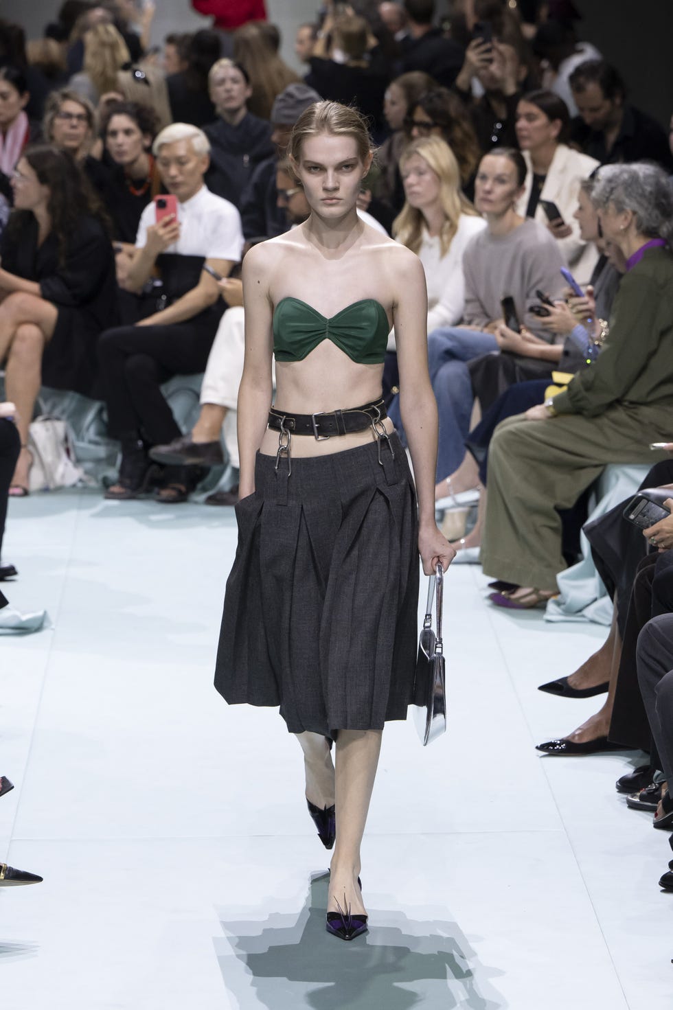 Layered Leather Belts With Pleated Skirt Layered Leather Belts With Pleated Skirt — Trendy Belt Outfits