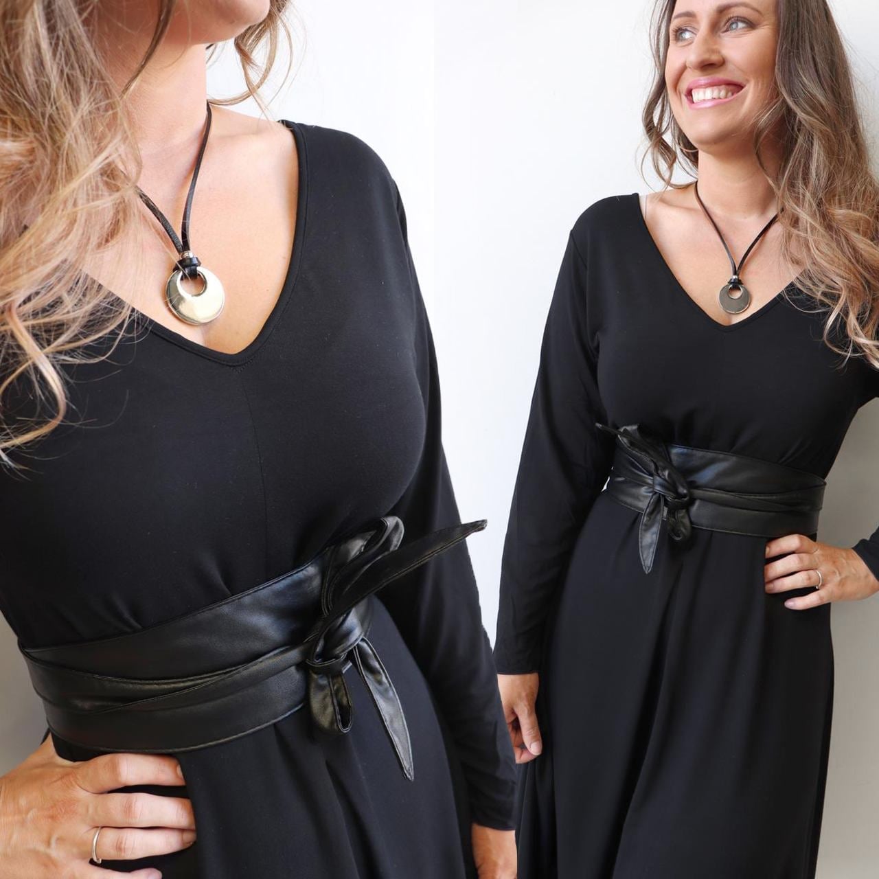 Obi Wrap Belt With Black Dress Obi Wrap Belt With Black Dress — Trendy Belt Outfits