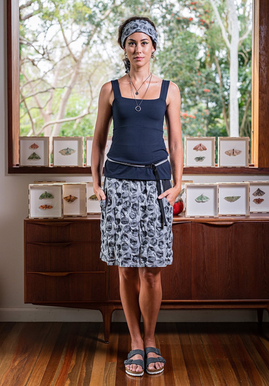 Fabric Belt With Patterned Skirt Fabric Belt With Patterned Skirt — Trendy Belt Outfits