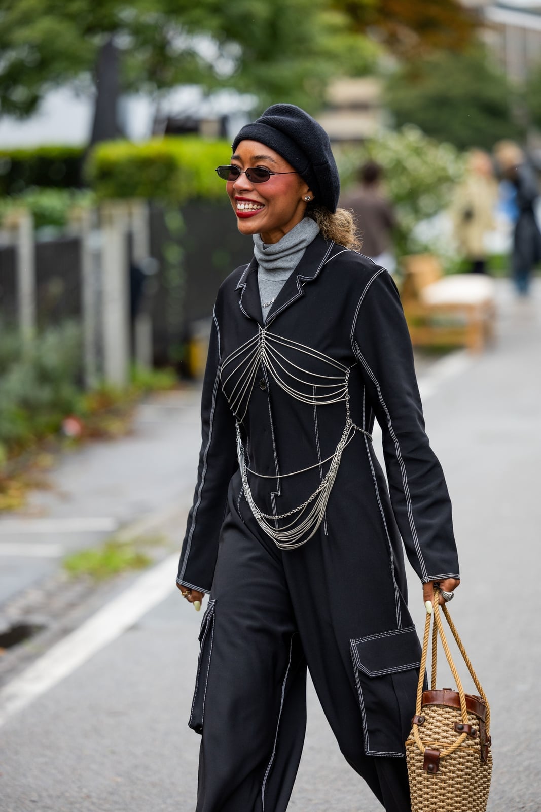 Beret with a Jumpsuit and Chain Detail — Trendy Beret Outfits