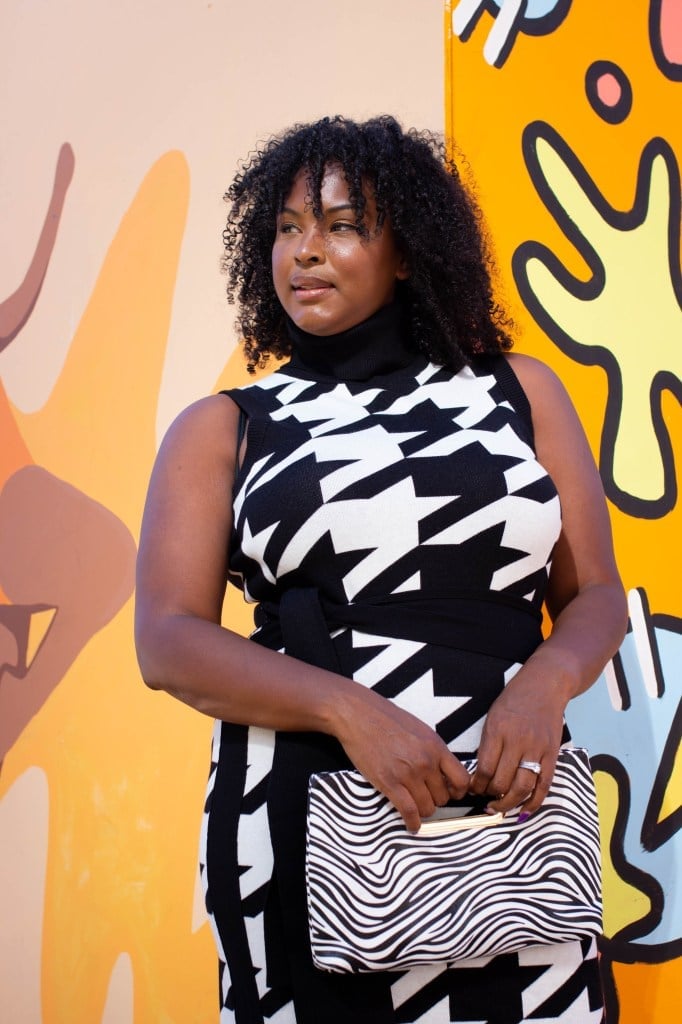 Houndstooth Dress Over Turtleneck Houndstooth Dress Over Turtleneck — Trendy Black and White Outfits