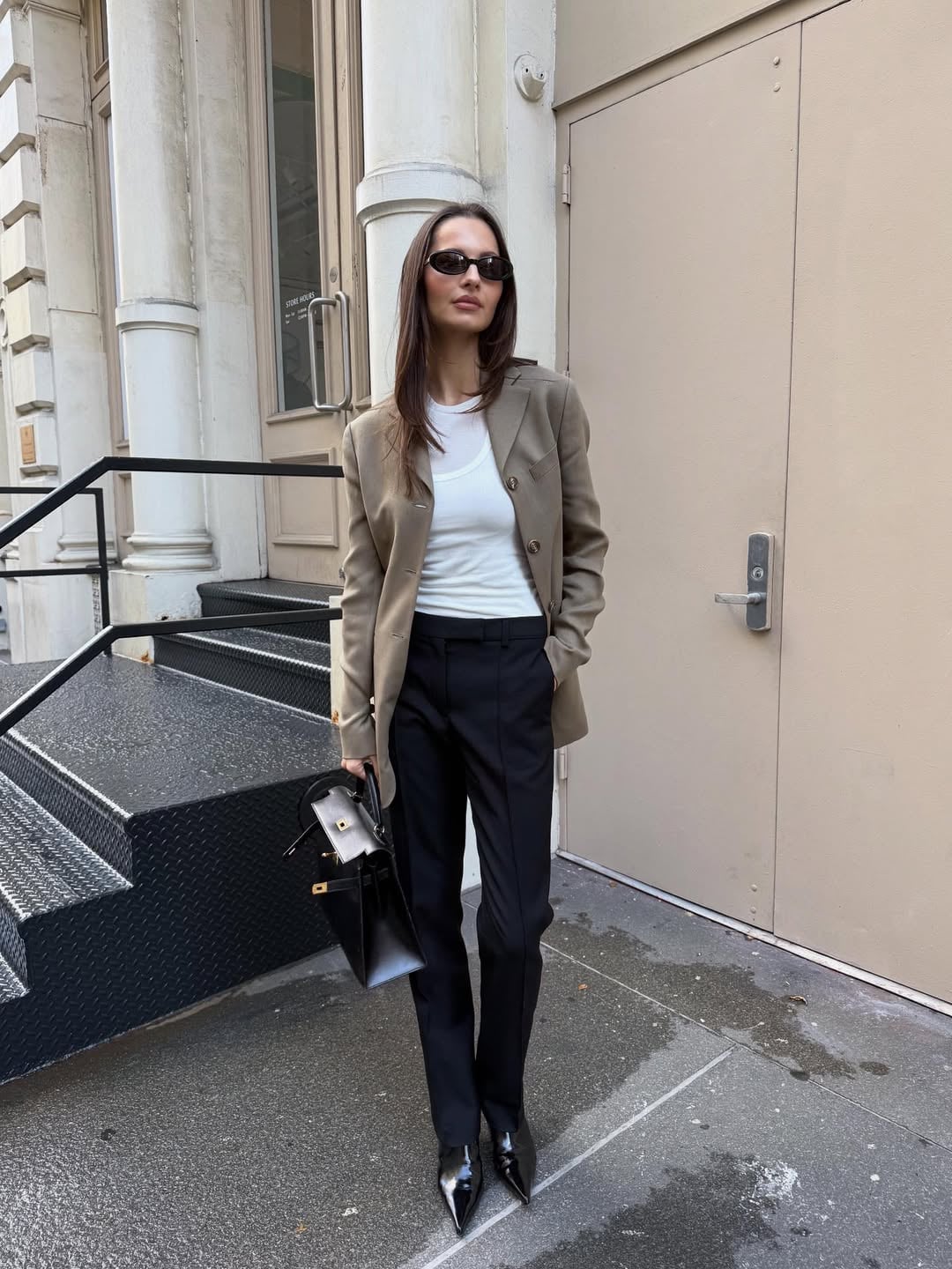 Smart Casual Black Trousers With Oversized Blazer Smart Casual Black Trousers With Oversized Blazer — Trendy Black Linen Pants Outfit