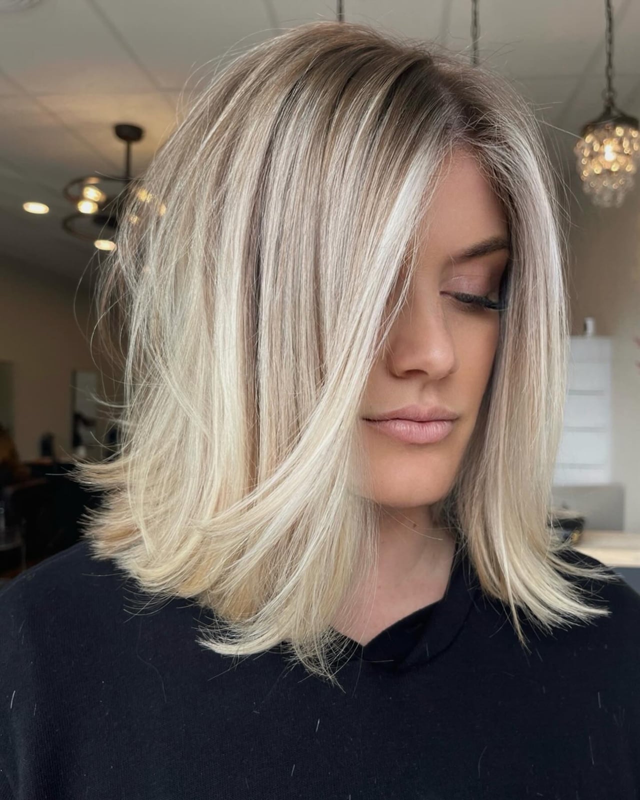 Collarbone Layers With Ash Blonde Balayage Collarbone Layers With Ash Blonde Balayage — Trendy Blonde Balayage