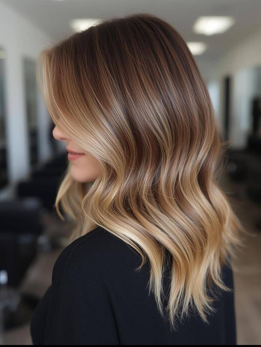 Collarbone Layers With Beige Blonde Balayage Collarbone Layers With Beige Blonde Balayage — Trendy Blonde Balayage