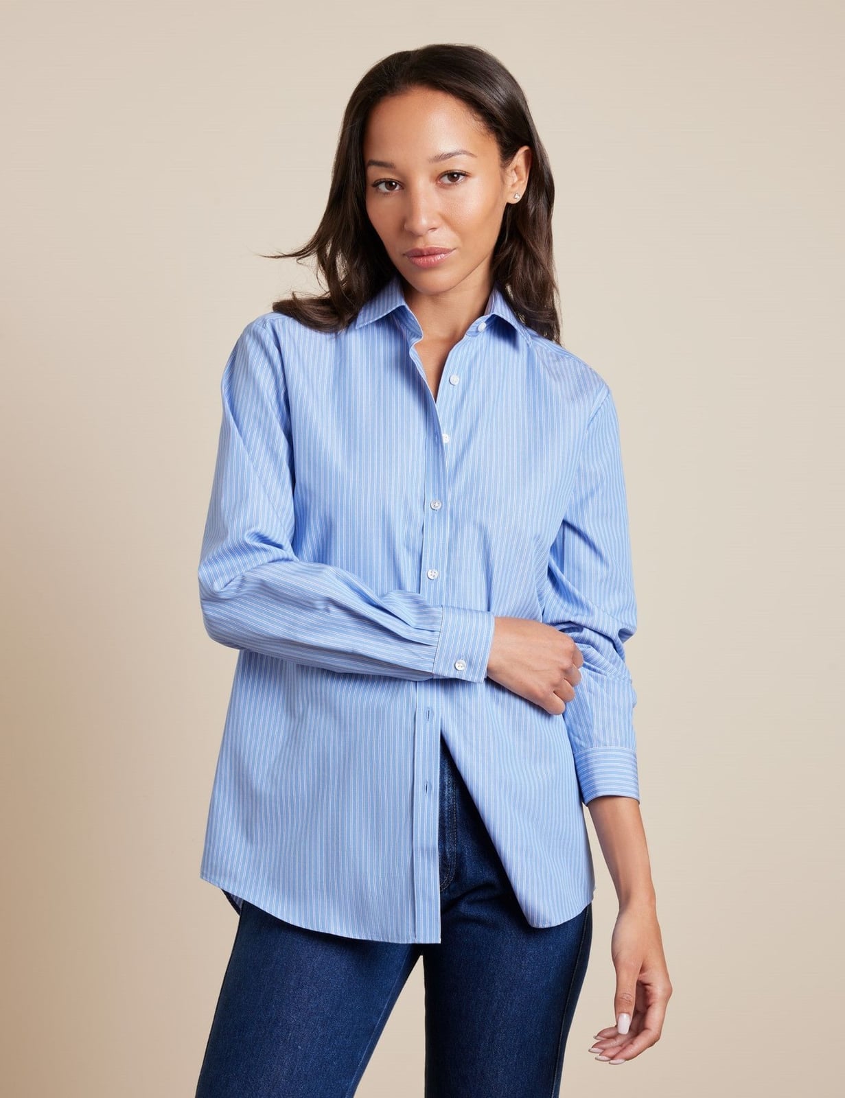 Light Blue and White Striped Cotton Shirt Light Blue and White Striped Cotton Shirt — Trendy Blue and White Outfits