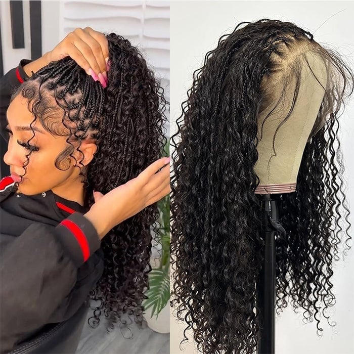 Knotless Braids Ponytail With Curly Tendrils — Trendy Braids Wig