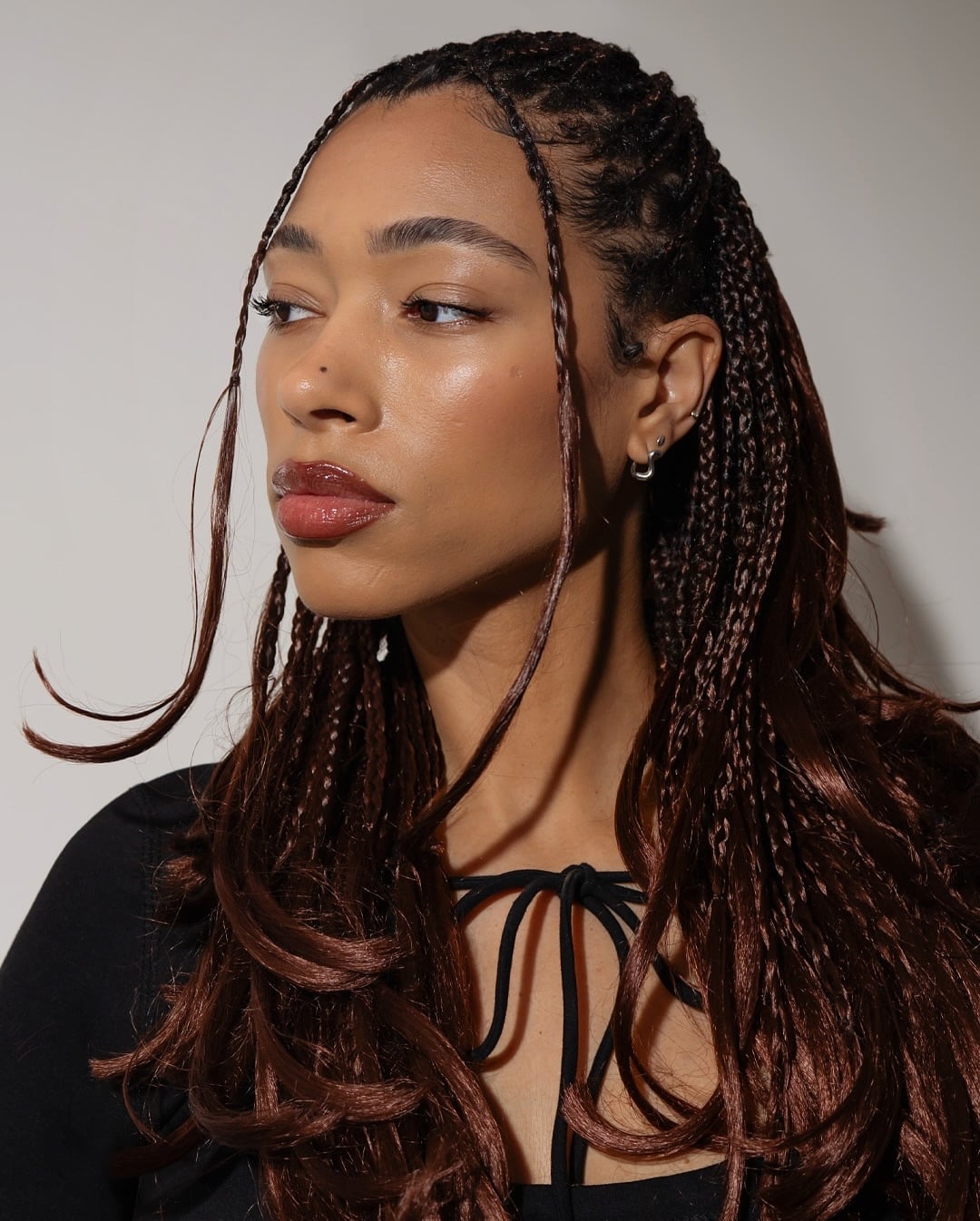 Dark Brown Box Braids With Loose Tendrils — Trendy Braids Wig