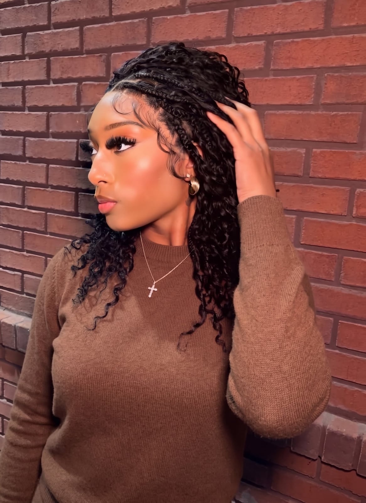 Dark Brown Braids With Loose Curls — Trendy Braids Wig