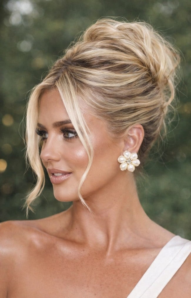 Champagne Blonde Voluminous Updo — Trendy Bridal Hairstyles