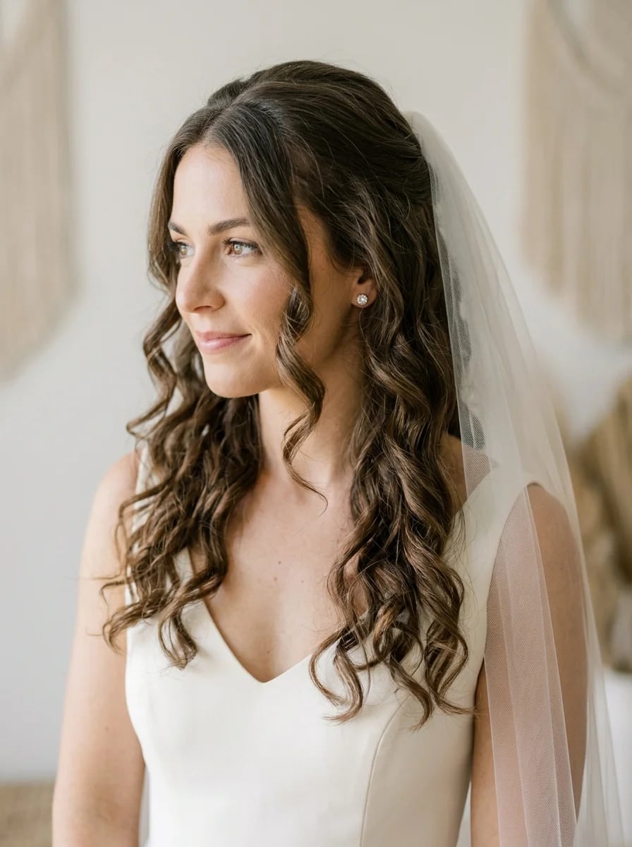 Wavy Blonde Balayage Half Up — Trendy Bridal Hairstyles