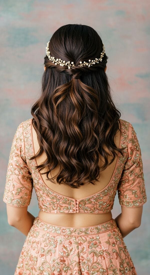 Dark Brown Half Updo With Braid — Trendy Bridal Hairstyles