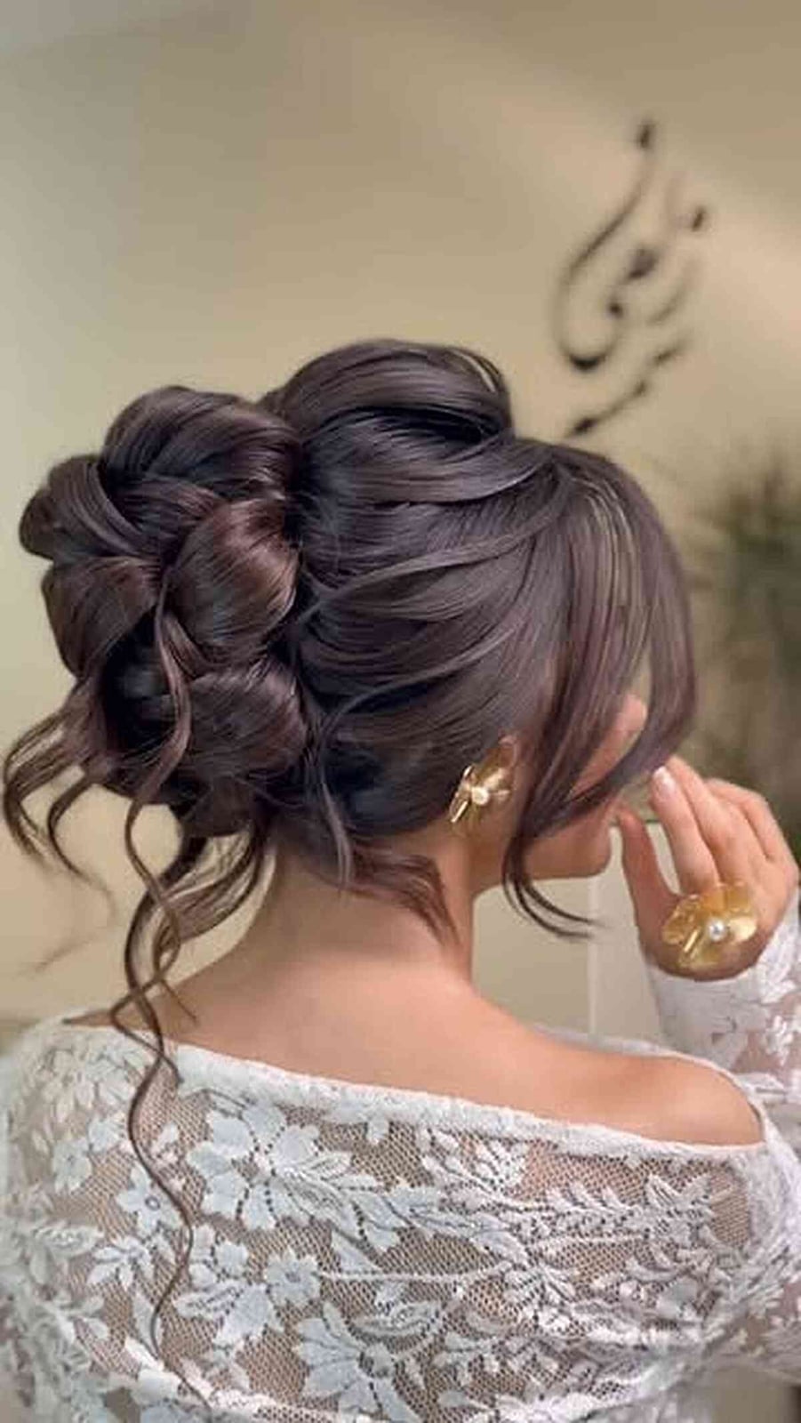 Dark Brown Twisted Updo With Highlights Dark Brown Twisted Updo With Highlights — Trendy Bridesmaid Hair Updo