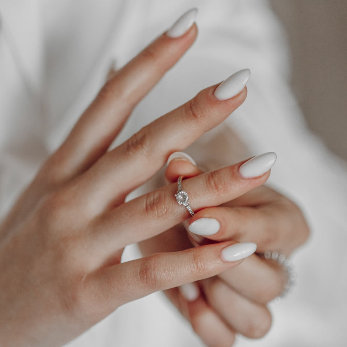 Nude Glitter French Medium Almonds With A Subtle Nude Glitter French Medium Almonds With A Subtle — Trendy Bridesmaid Nails