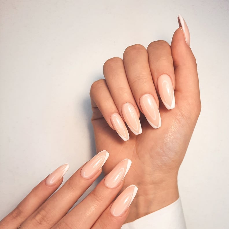 Sheer Pink Classic French Coffin Nails Sheer Pink Classic French Coffin Nails — Trendy Bridesmaid Nails