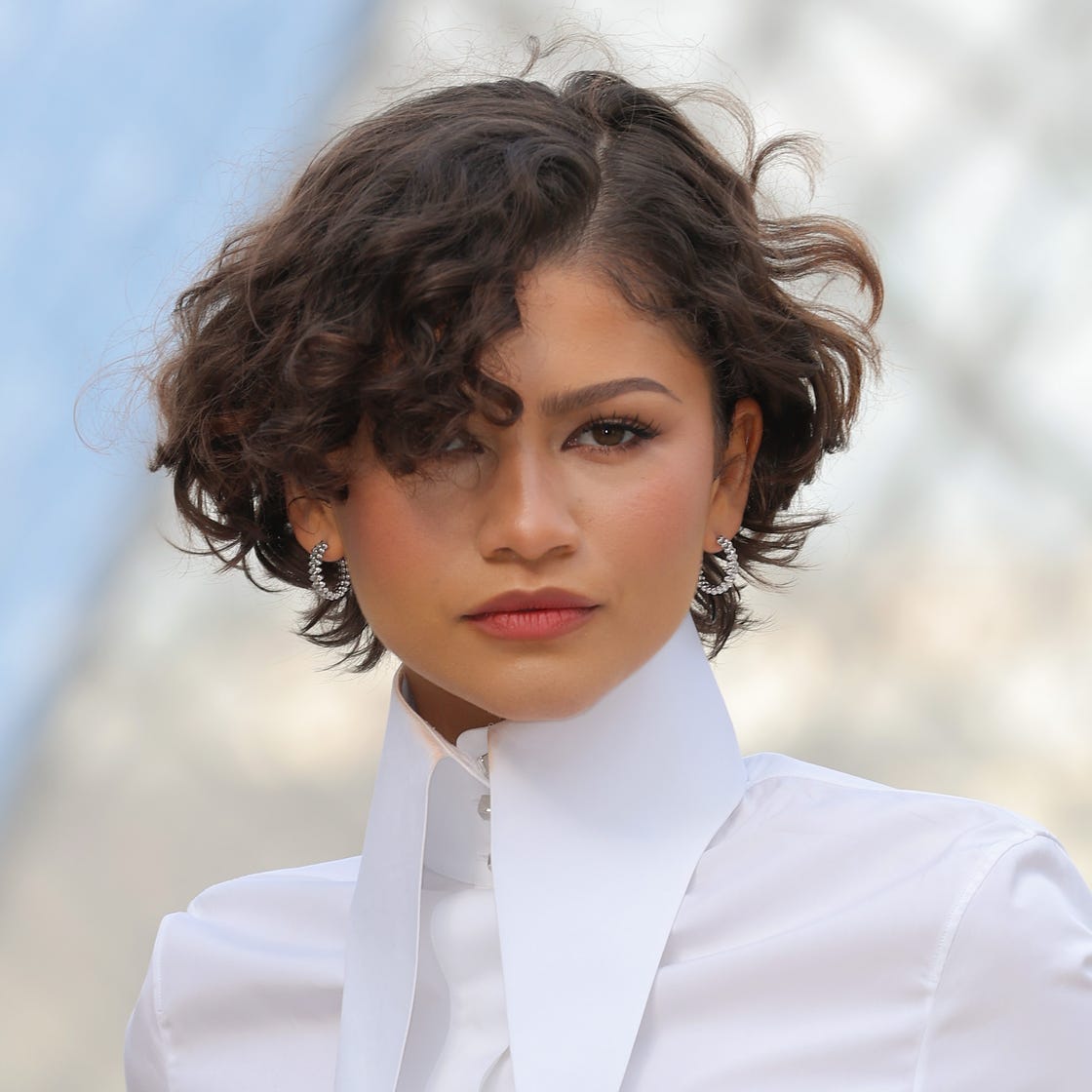 Chin Length Dark Brown Curly Bob — Trendy Brown Curly Hair