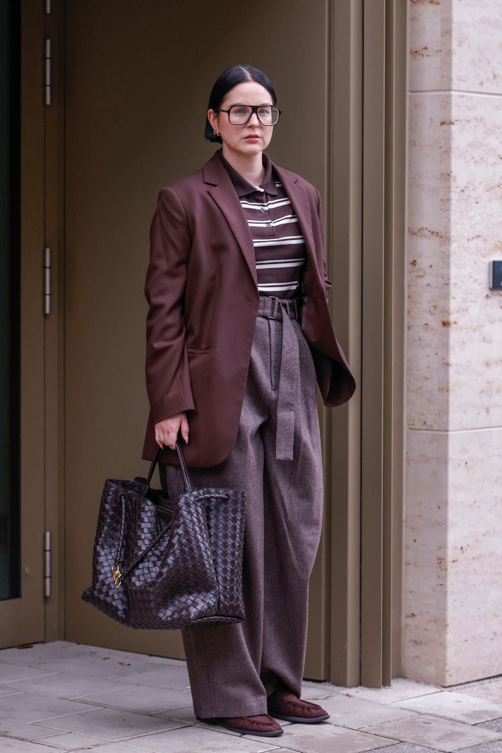 Chocolate Brown Suit With Dark Loafers Chocolate Brown Suit With Dark Loafers — Trendy Brown Loafers Outfit