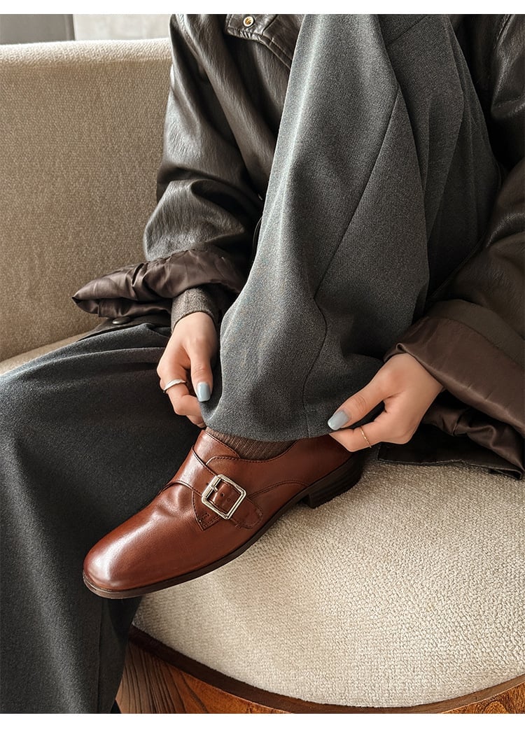 Monk Strap Loafers With Gray Trousers and Leather Jacket Monk Strap Loafers With Gray Trousers and Leather Jacket — Trendy Brown Loafers Outfit