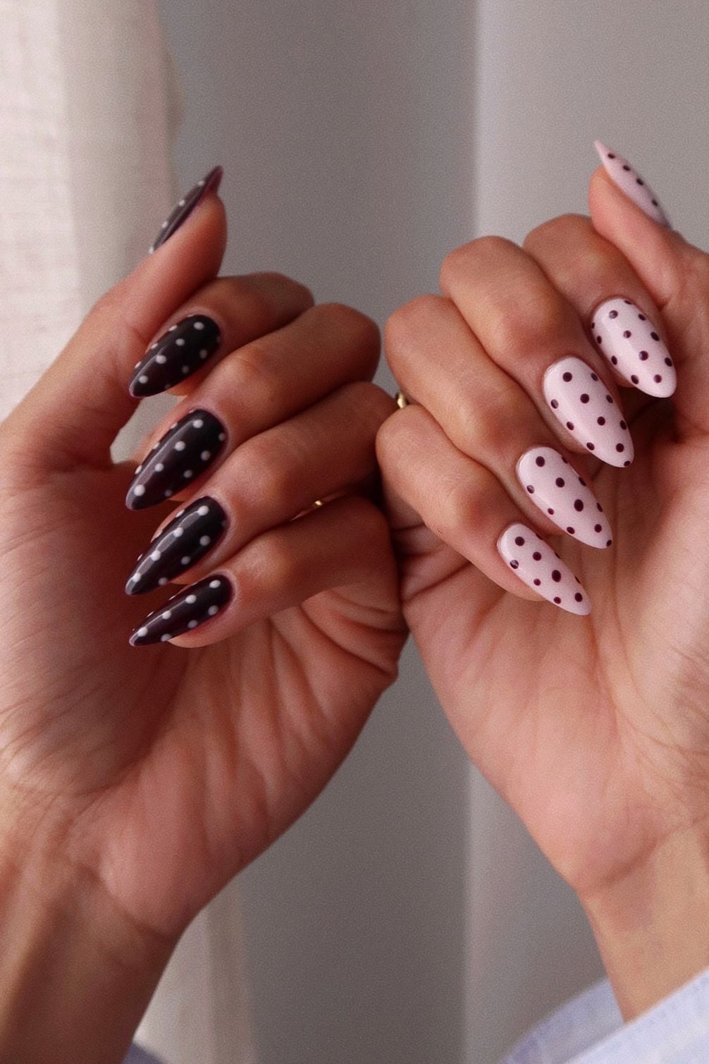 Dark Brown Light Pink Polka Dots Dark Brown Light Pink Polka Dots — Trendy Builder Gel Nails