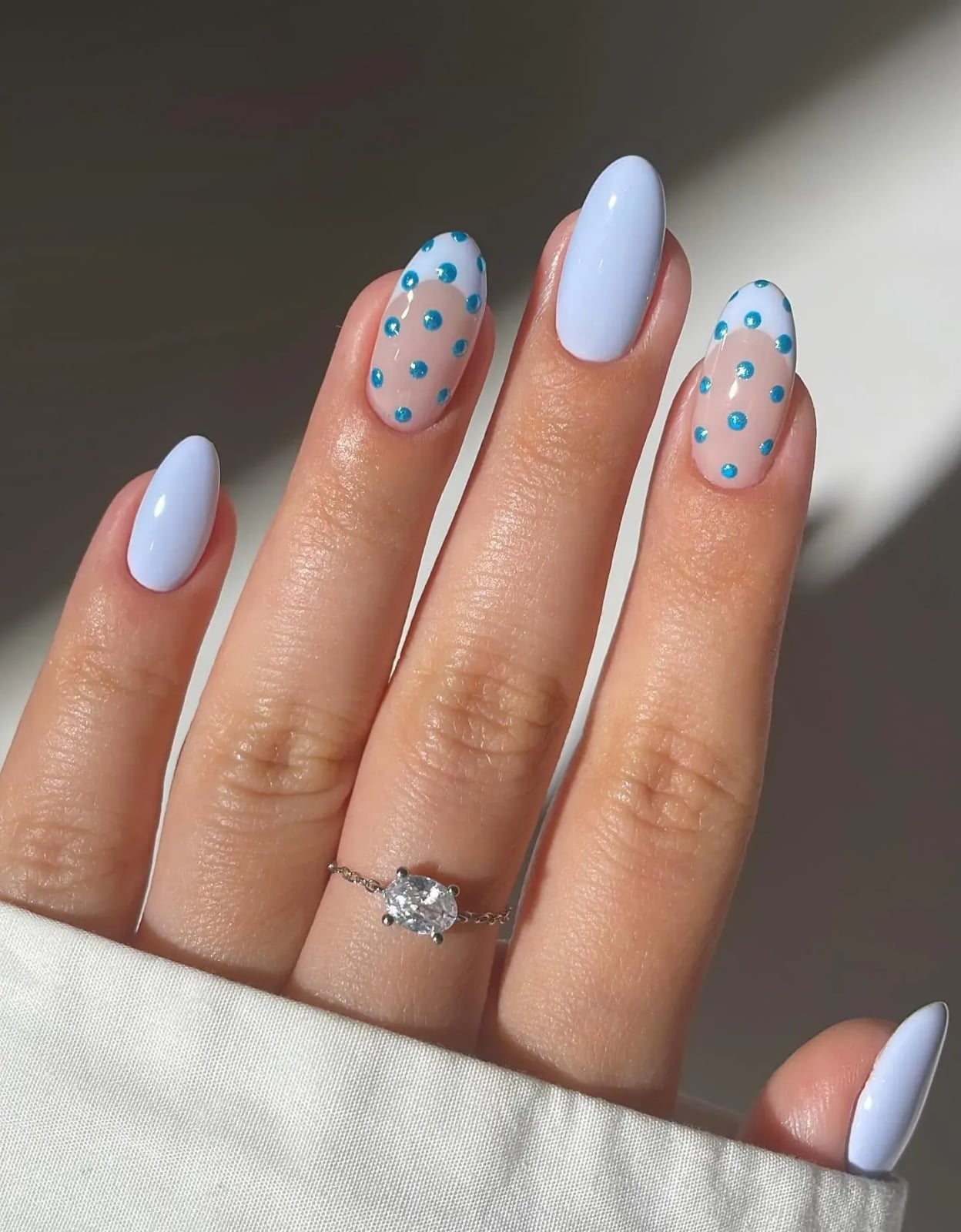 Pink Base Blue Flower French Tips Pink Base Blue Flower French Tips — Trendy Builder Gel Nails
