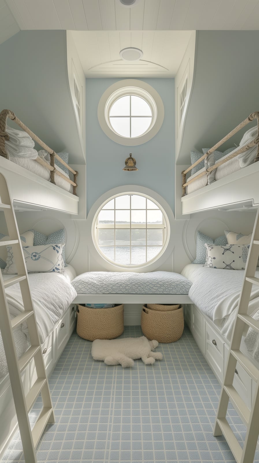 Coastal Themed White Bunk Beds with Storage, Close-Up Take Coastal Themed White Bunk Beds with Storage, Close-Up Take — Trendy Bunk Bed Ideas