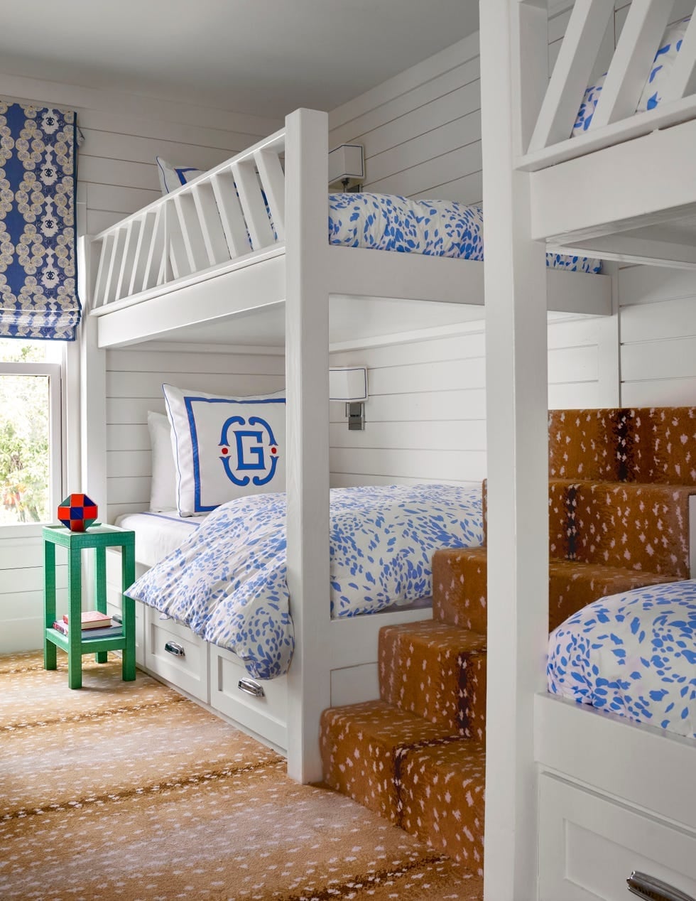 White Bunk Bed with Animal Print Upholstered, Office-Safe Version White Bunk Bed with Animal Print Upholstered, Office-Safe Version — Trendy Bunk Bed Ideas