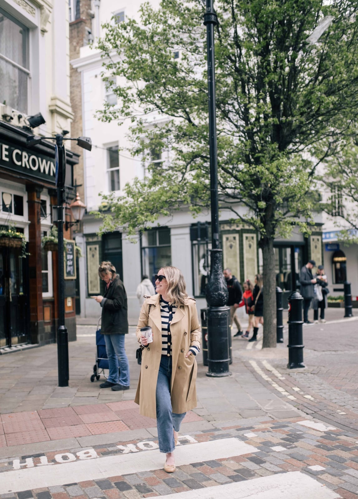 Trench Coat Over Striped Top Trench Coat Over Striped Top — Trendy Casual Birthday Outfit
