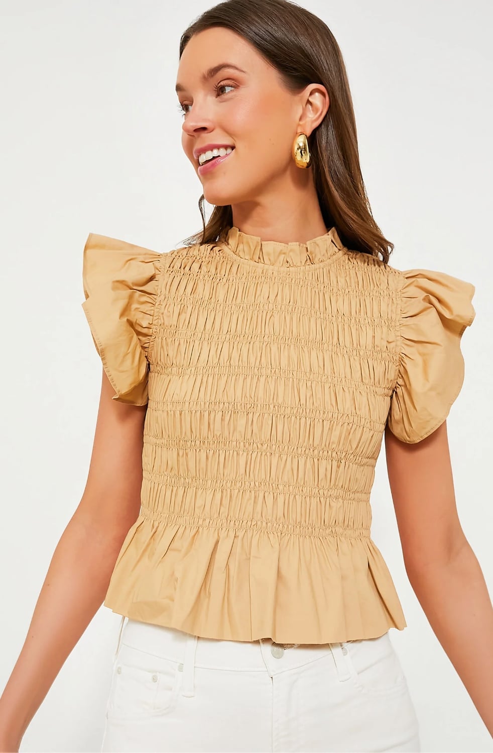 Smocked Top With Peplum Hem Smocked Top With Peplum Hem — Trendy Casual Birthday Outfit