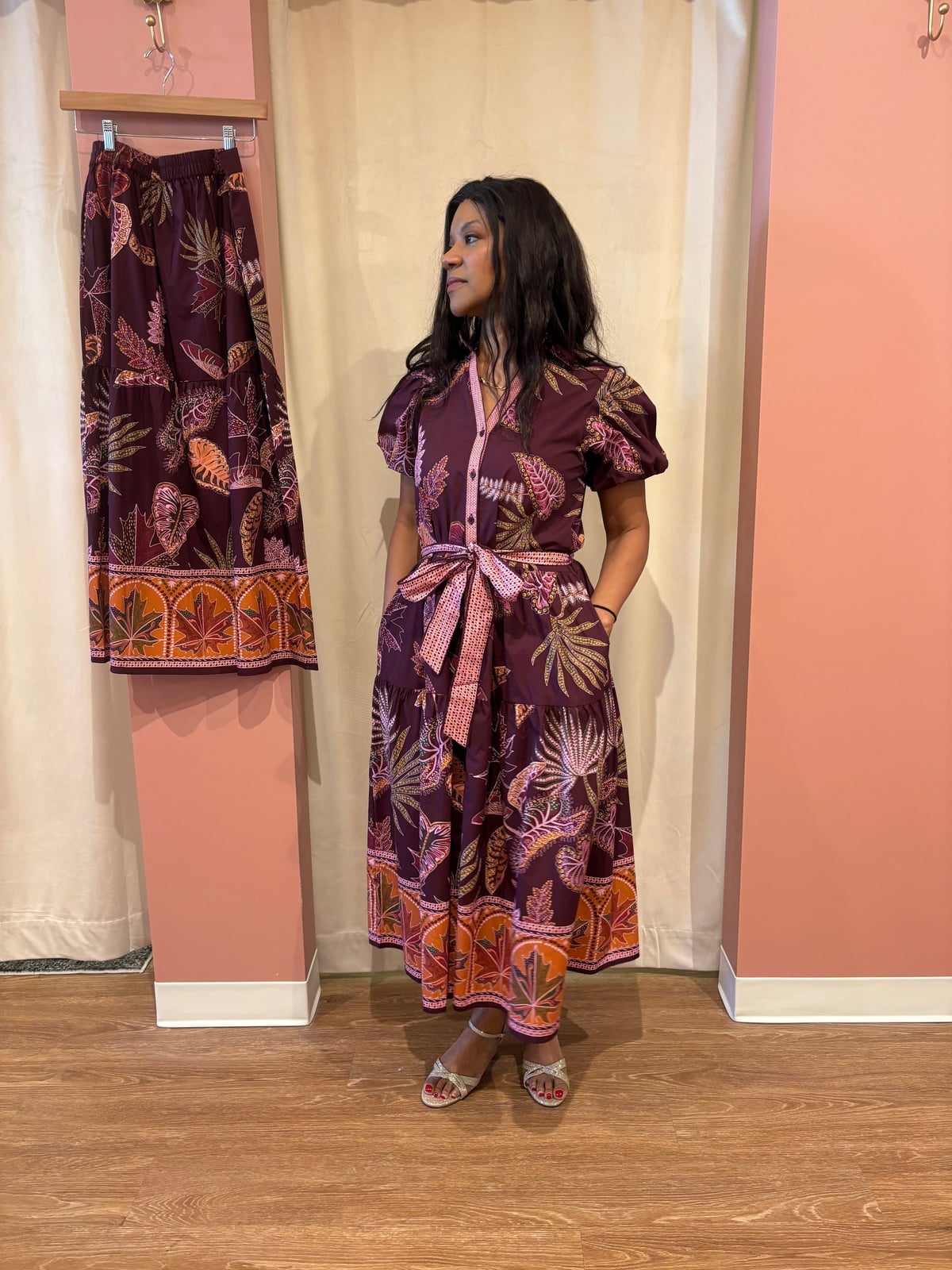 Printed Puff Sleeve Midi Dress Printed Puff Sleeve Midi Dress — Trendy Casual Birthday Outfit